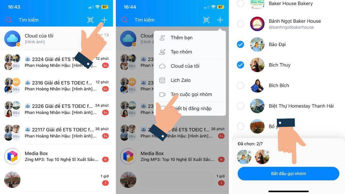 Các bước gọi nhóm trên Zalo