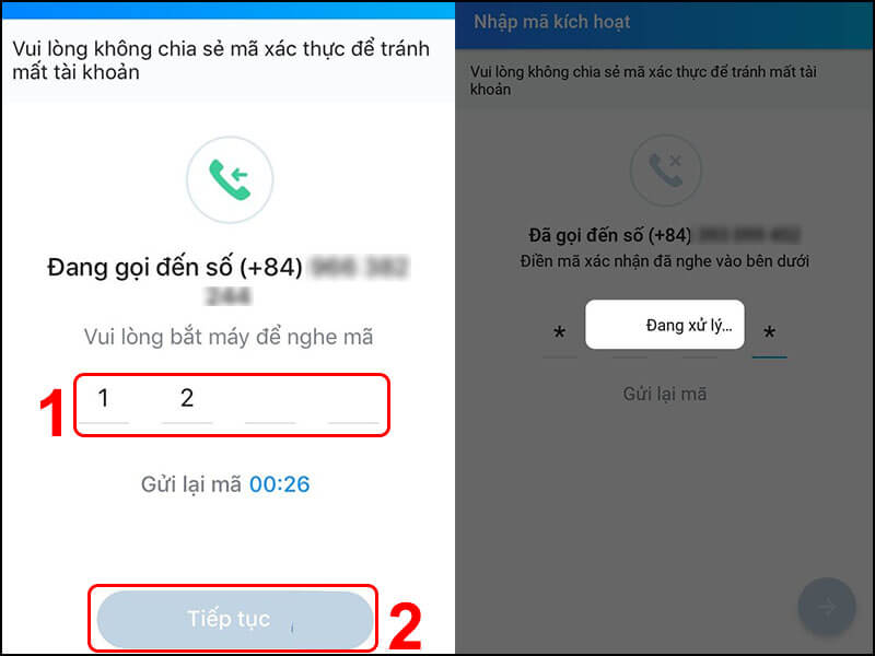 Đừng quên nhập mã xác thực để hoàn thành quá trình thiết lập tài khoản trên ứng dụng nhé