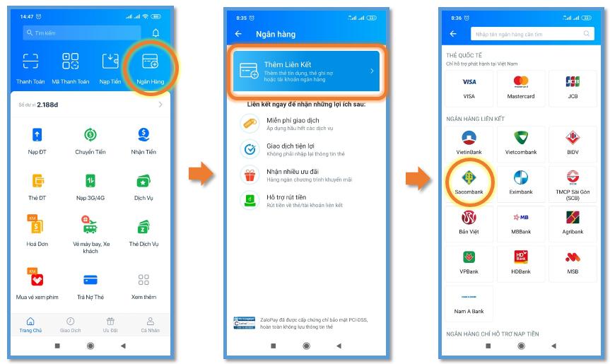 Liên kết ngân hàng dễ dàng với Zalopay