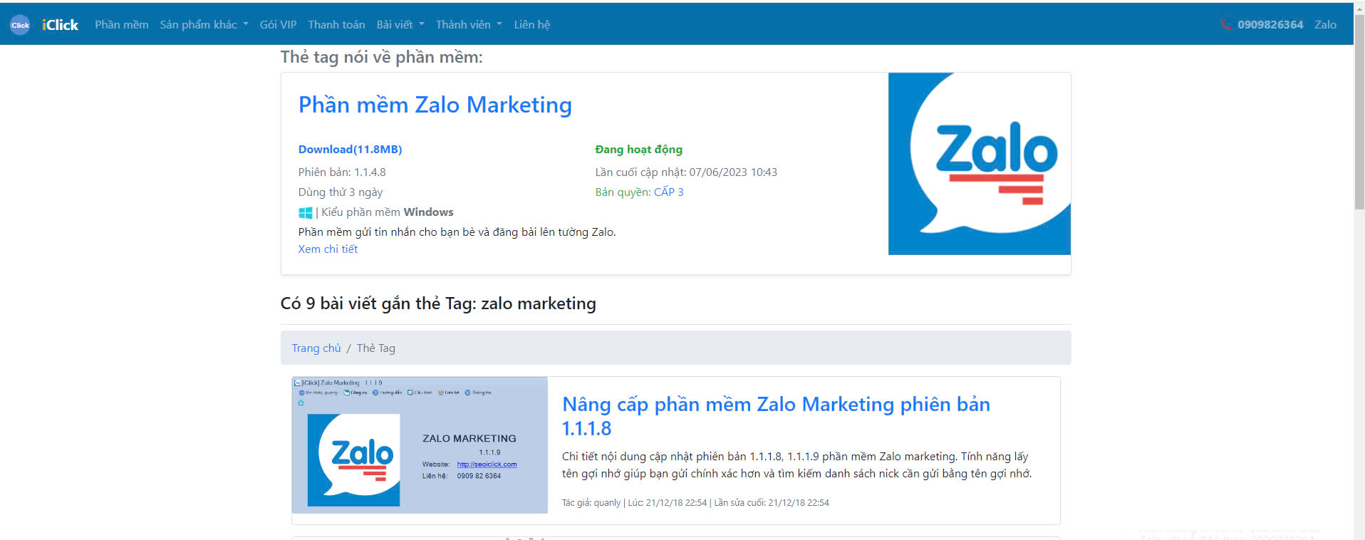 Phần mềm Zalo Marketing iclick